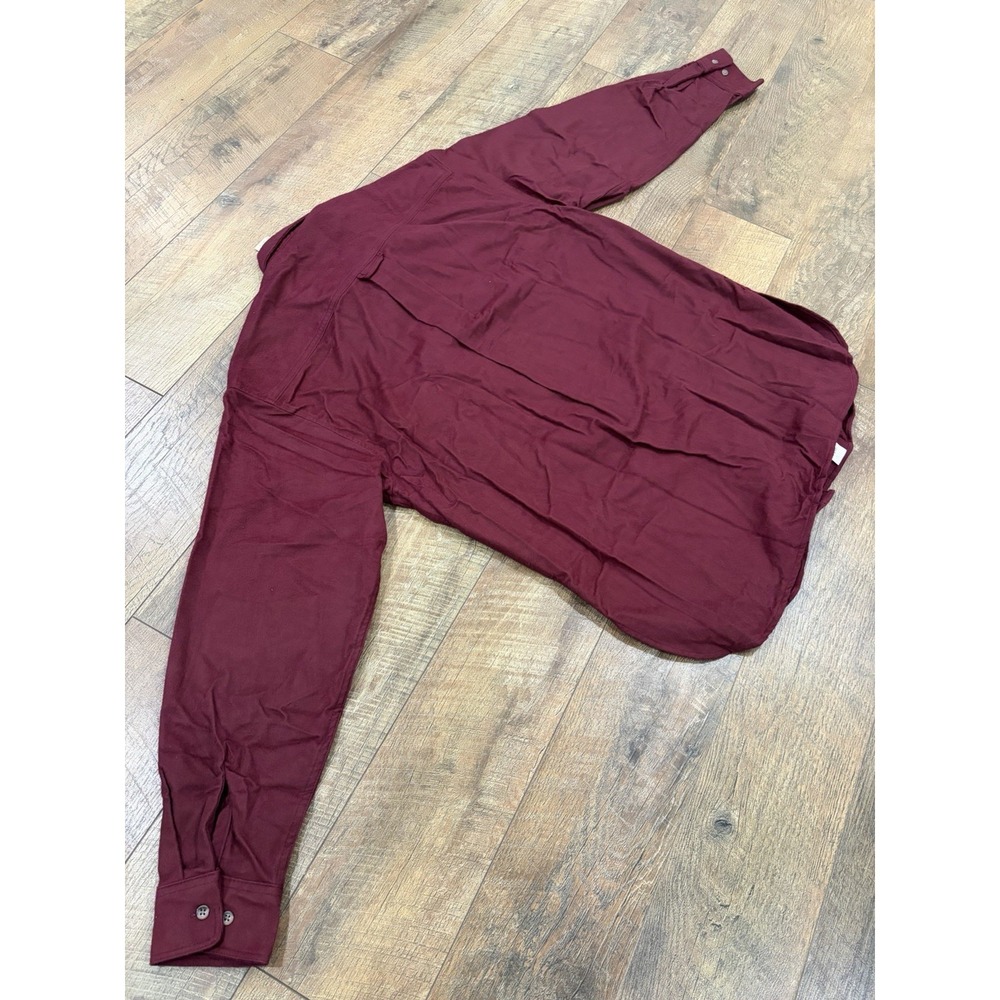 NWT Vintage 80s Eddie Bauer Button Up Flannel Long Sleeve Shirt Maroon Large - Picture 5 of 7